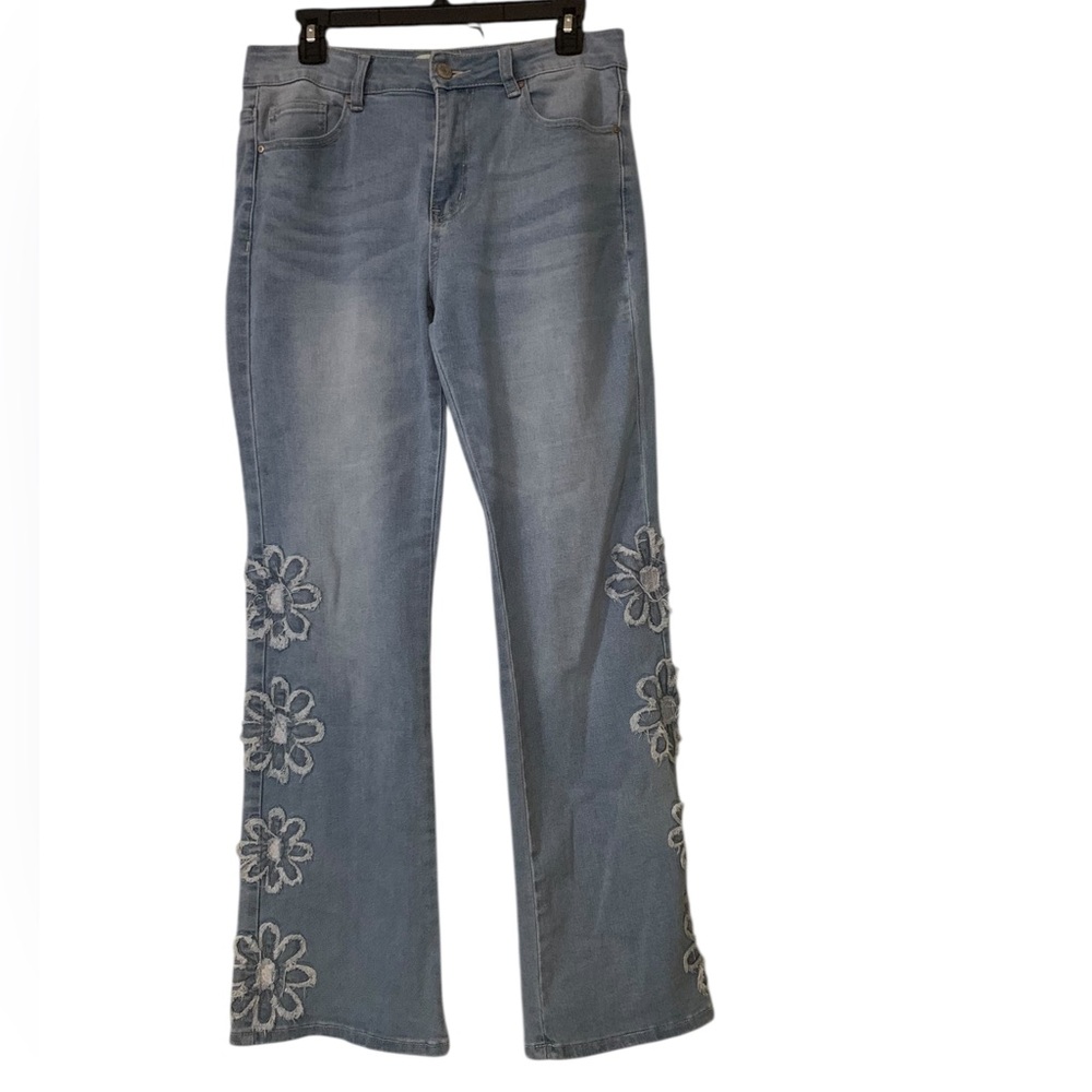 Distressed flower jeans. Jr size 11